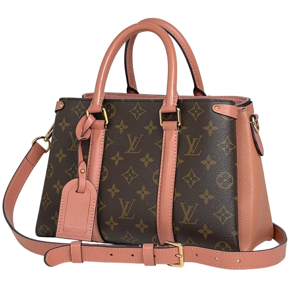 Louis Vuitton Soufflot NV Handbag Monogram Brown Peach